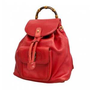 Gucci Bamboo Backpack 003 2058 Leather Red Women's